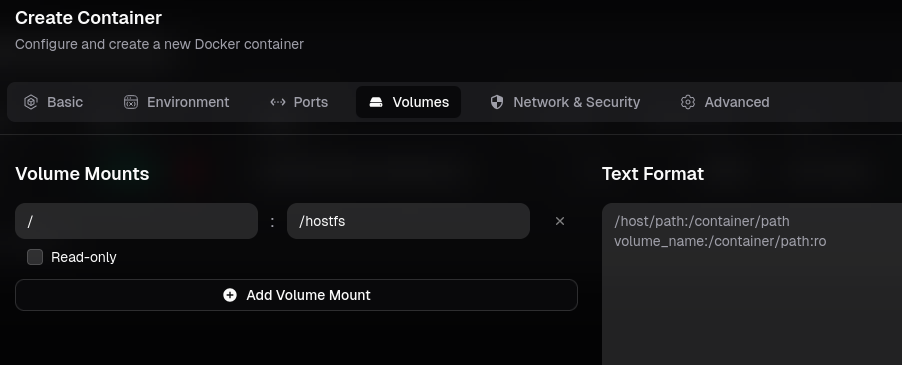 Montaje del filesystem del host